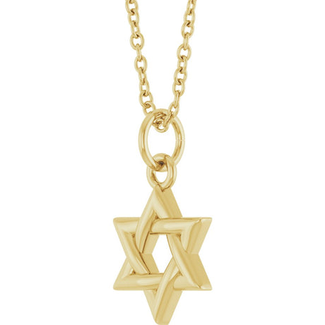 14K Yellow Gold Star Of David 16-18" Necklace