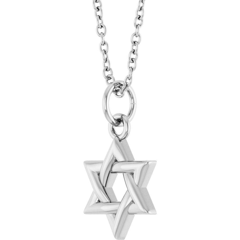 14K White Gold Star Of David 16-18" Necklace