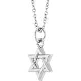 14K White Gold Star Of David 16-18" Necklace