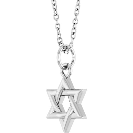 14K White Gold Star Of David 16-18" Necklace