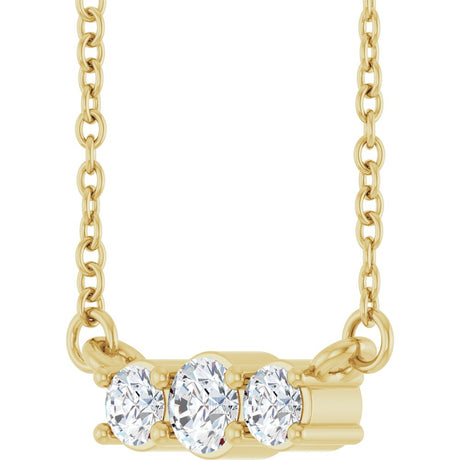 14K Yellow Gold 1/5 CTW Natural Diamond Three-Stone 18" Necklace 