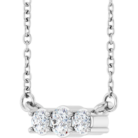 14K White Gold 1/5 CTW Natural Diamond Three-Stone 18" Necklace 