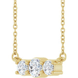 14K Yellow Gold 1/2 CTW Lab-Grown Diamond Three-Stone 18" Necklace 