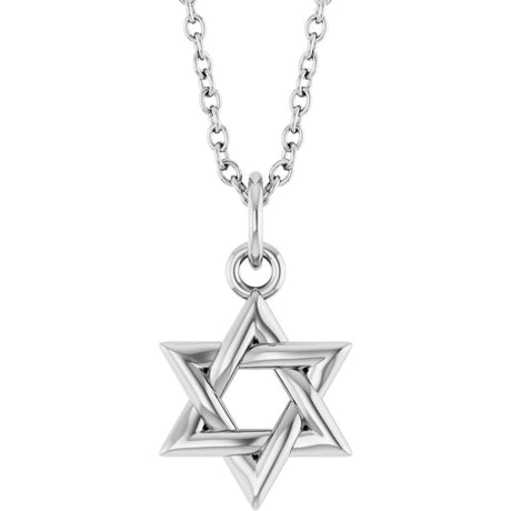 14K White Gold Star Of David 16-18" Necklace
