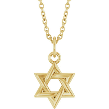 14K Yellow Gold Star Of David 16-18" Necklace