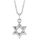 14K White Gold Star Of David 16-18" Necklace
