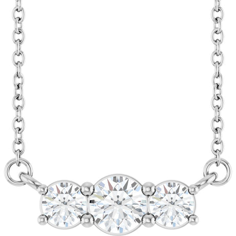 14K White Gold 1/2 CTW Lab-Grown Diamond Three-Stone 18" Necklace 