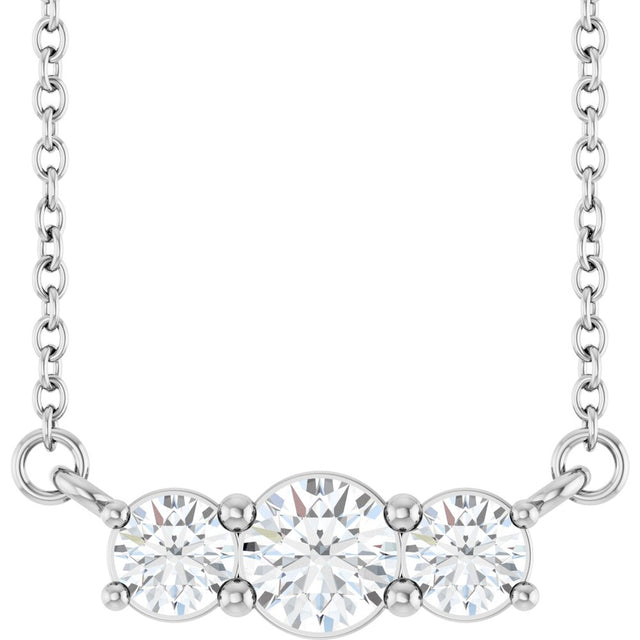 14K White Gold 1/2 CTW Lab-Grown Diamond Three-Stone 18" Necklace 
