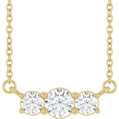 14K Yellow Gold 1/2 CTW Lab-Grown Diamond Three-Stone 18" Necklace 