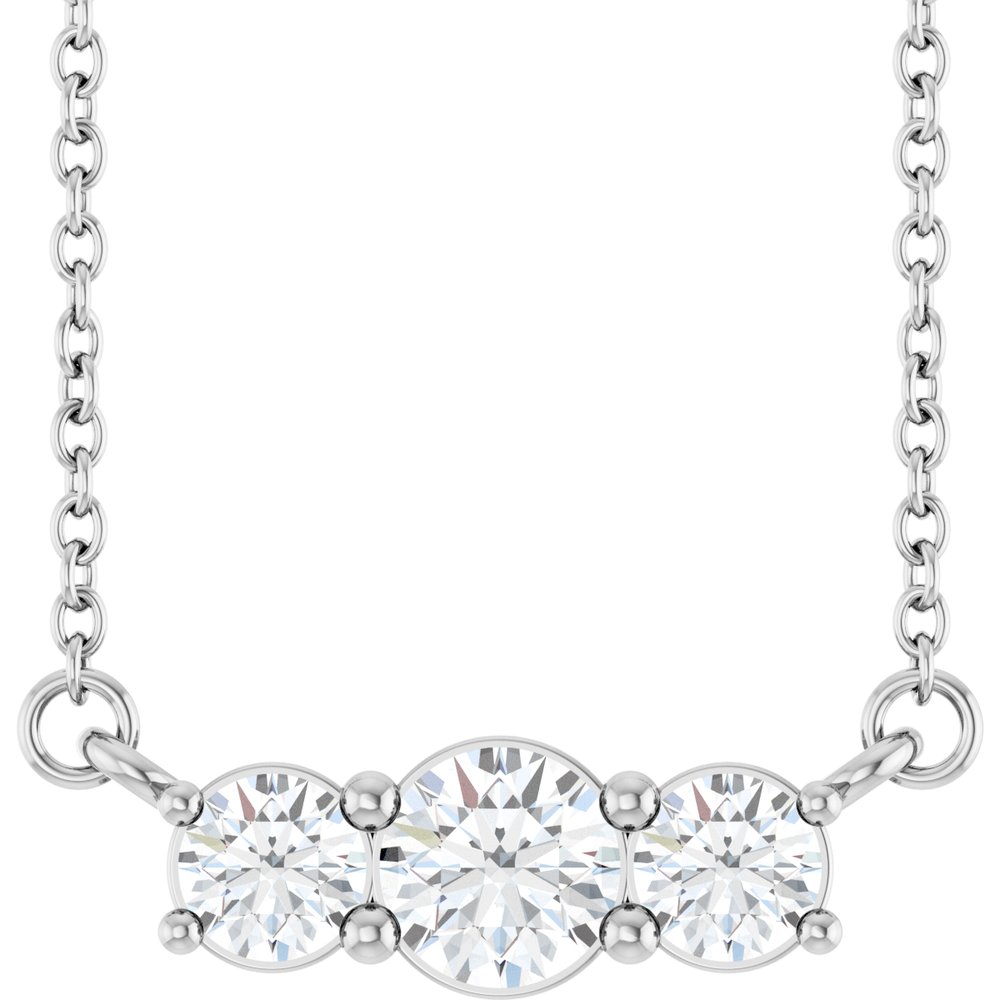 14K White Gold 1/2 CTW Lab-Grown Diamond Three-Stone 18" Necklace 