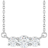 14K White Gold 1/2 CTW Lab-Grown Diamond Three-Stone 18" Necklace 