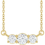 14K Yellow Gold 1/2 CTW Lab-Grown Diamond Three-Stone 18" Necklace 