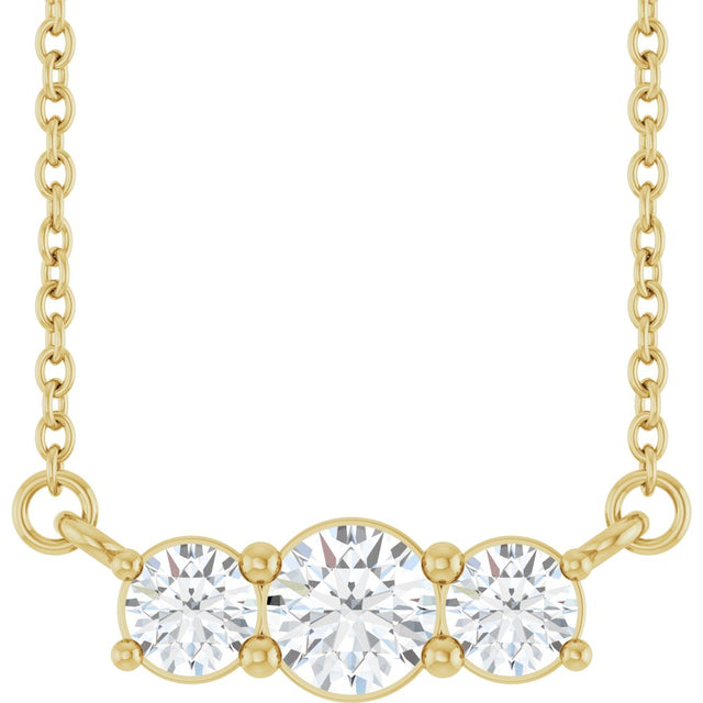 14K Yellow Gold 1/2 CTW Lab-Grown Diamond Three-Stone 18" Necklace 