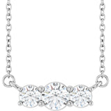 14K White Gold 1/2 CTW Lab-Grown Diamond Three-Stone 18" Necklace 