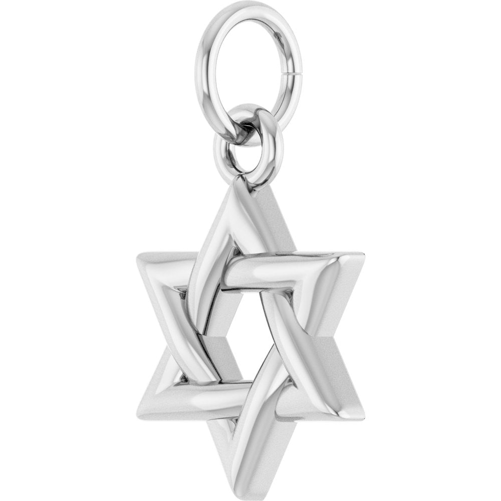 14K White Gold Star Of David Pendant