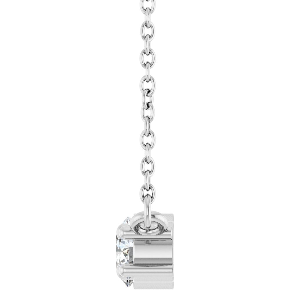 14K White Gold 1/2 CTW Lab-Grown Diamond Three-Stone 18" Necklace 