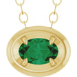 14K Yellow Gold Lab-Grown Emerald Solitaire 18" Necklace