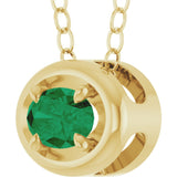 14K Yellow Gold Lab-Grown Emerald Solitaire 18" Necklace
