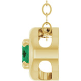 14K Yellow Gold Lab-Grown Emerald Solitaire 18" Necklace