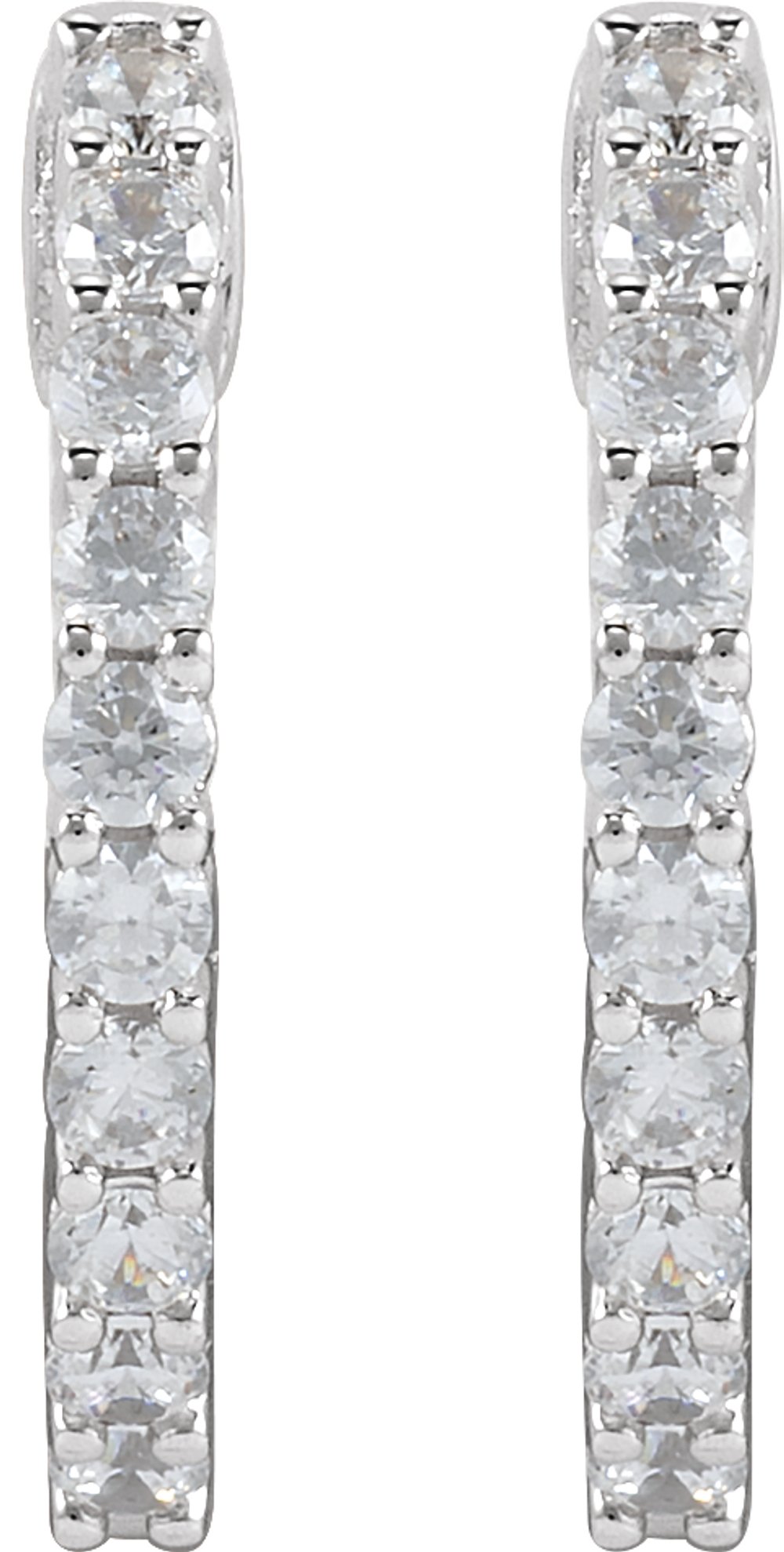 14K White Gold 1/2 CTW Lab-Grown Diamond Inside-Outside Hinged 14.5 mm Hoop Earrings