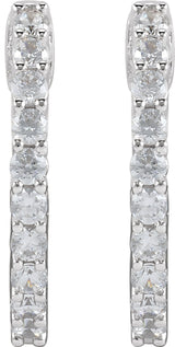 14K White Gold 1/2 CTW Lab-Grown Diamond Inside-Outside Hinged 14.5 mm Hoop Earrings