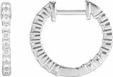 14K White Gold 1/2 CTW Lab-Grown Diamond Inside-Outside Hinged 14.5 mm Hoop Earrings