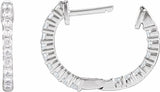 14K White Gold 1/2 CTW Natural Diamond Inside-Outside Hinged 14.5 mm Hoop Earrings