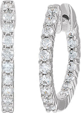 14K White Gold 1/2 CTW Lab-Grown Diamond Inside-Outside Hinged 14.5 mm Hoop Earrings