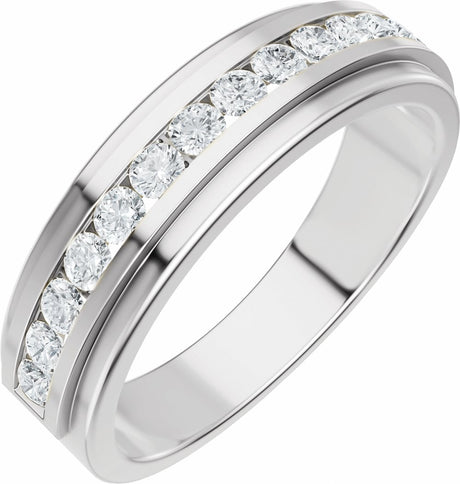 14K White Gold 5/8 CTW Natural Diamond Band