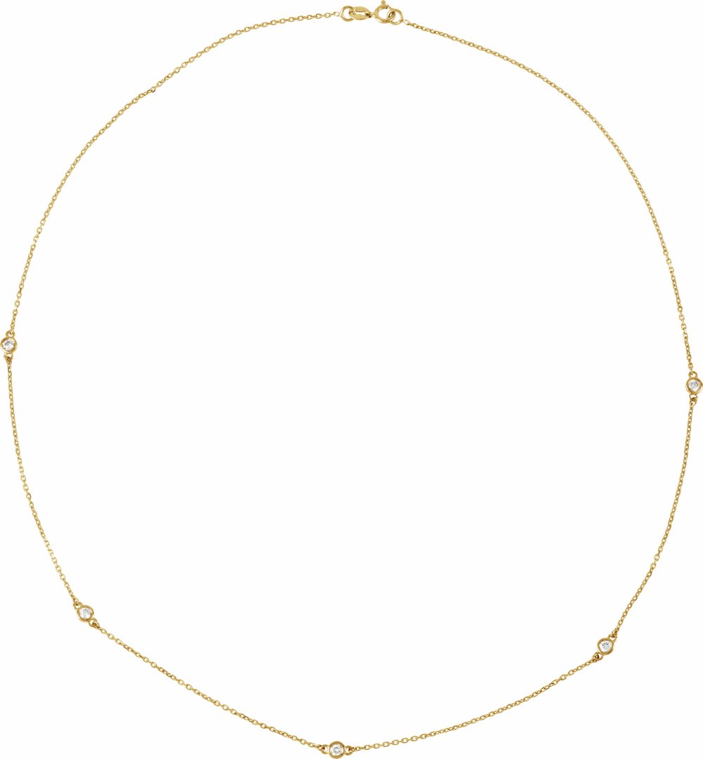 14K Yellow 1 CTW Lab-Grown Diamond 5-Station 18" Necklace