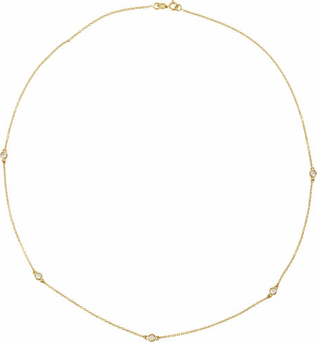 14K Yellow 1 CTW Lab-Grown Diamond 5-Station 18" Necklace