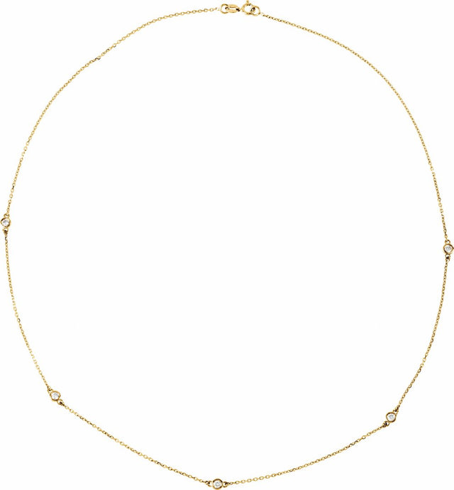 14K Yellow 1 CTW Natural Diamond 5-Station 18" Necklace