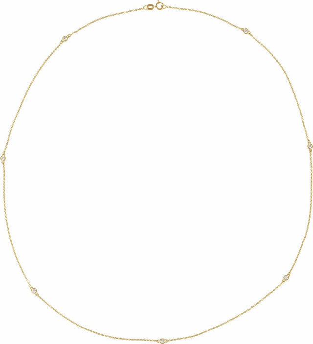14K Yellow Gold 1/3 CTW Lab-Grown Diamond 7-Station 24" Necklace