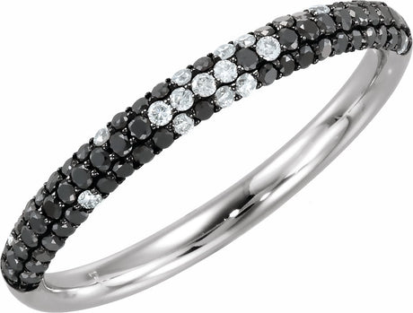 Black Rhodium-Plated 14K White Gold 3/8 CTW Natural Black & White Diamond Pavé-Style Ring