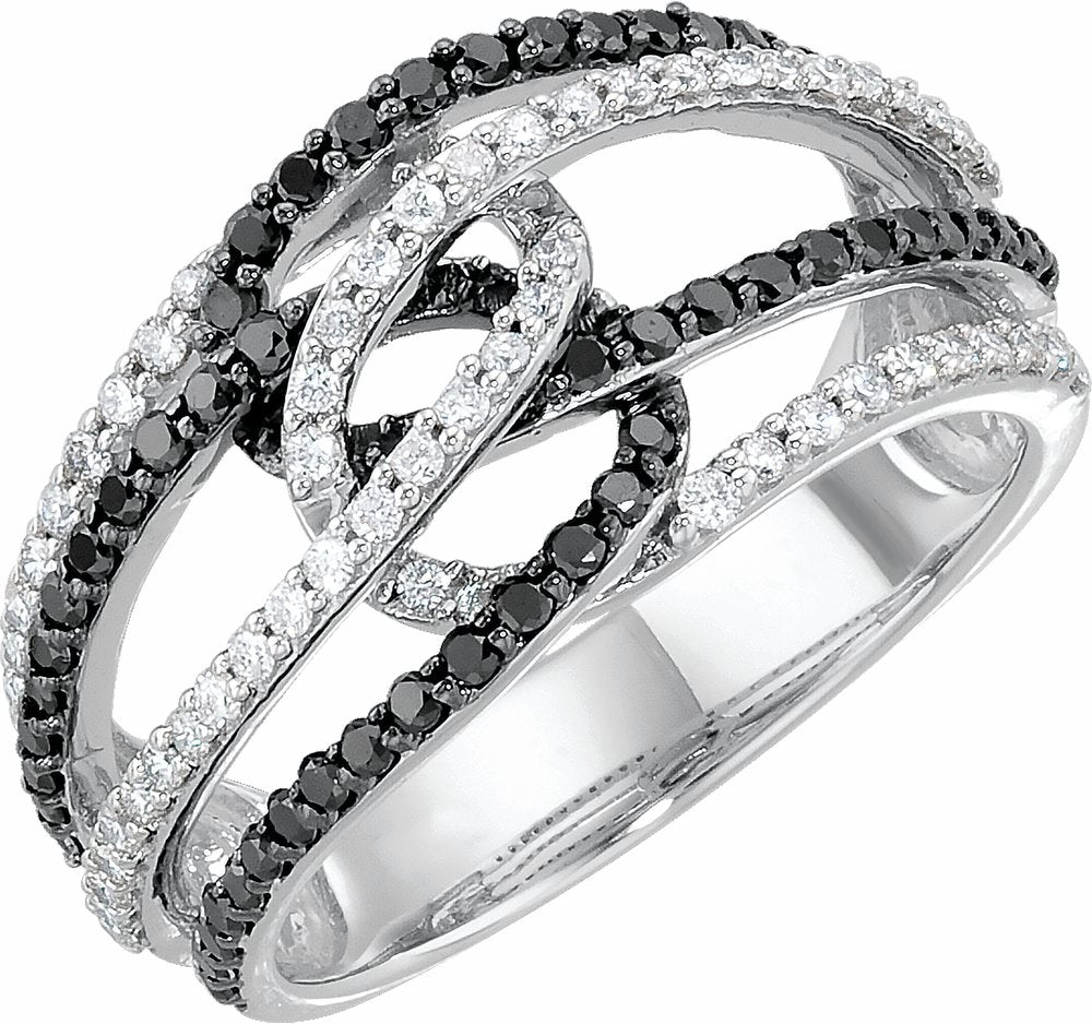 Black Rhodium-Plated 14K White 3/4 CTW Black & White Natural Diamond Ring