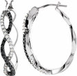 14K White Gold 1/2 CTW Black & White Natural Diamond Hoop Earrings 