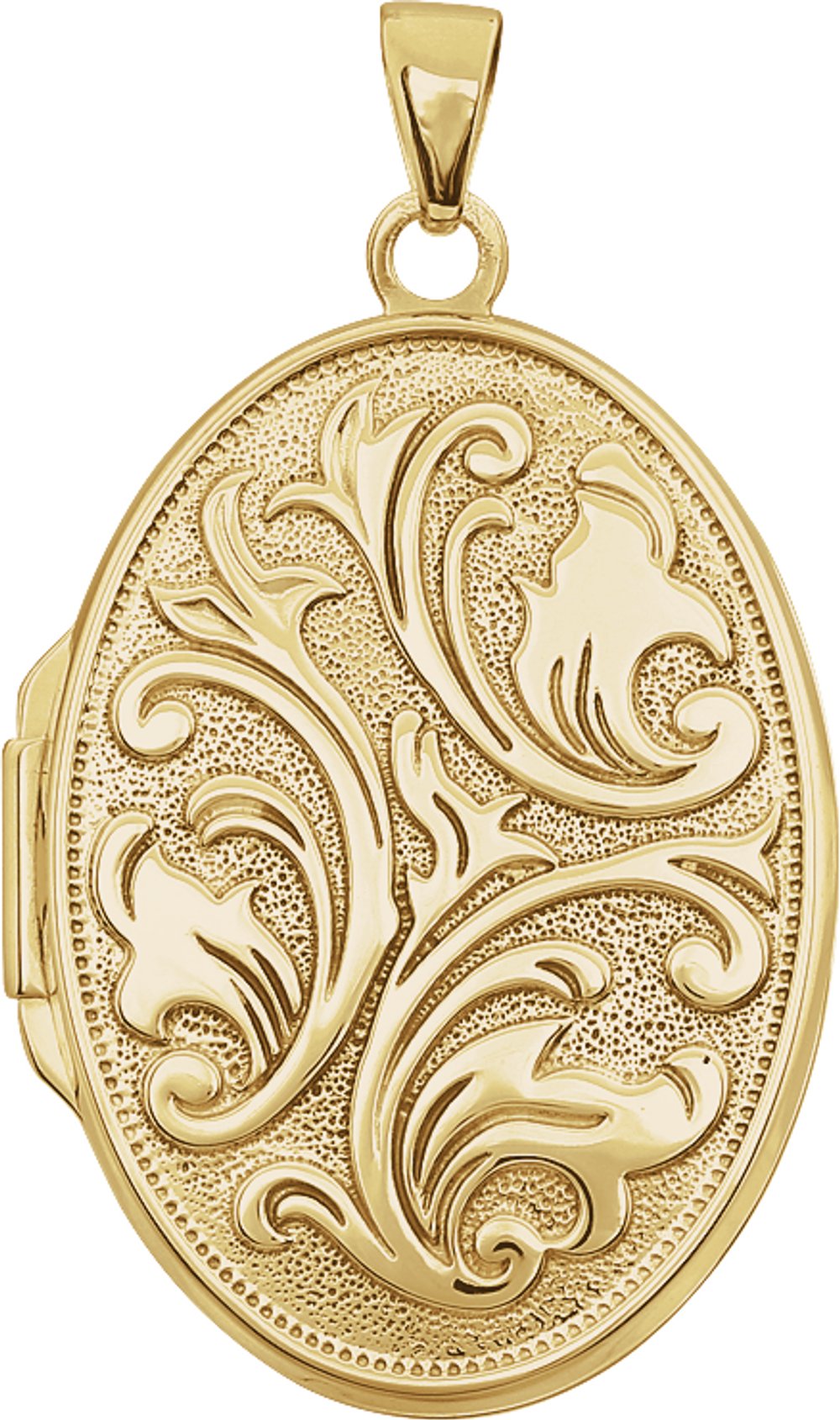 14K Yellow Embossed Oval Locket