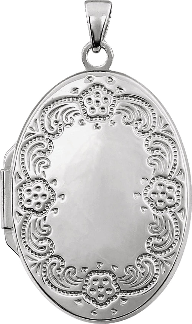 Sterling Silver Engravable Oval Locket 