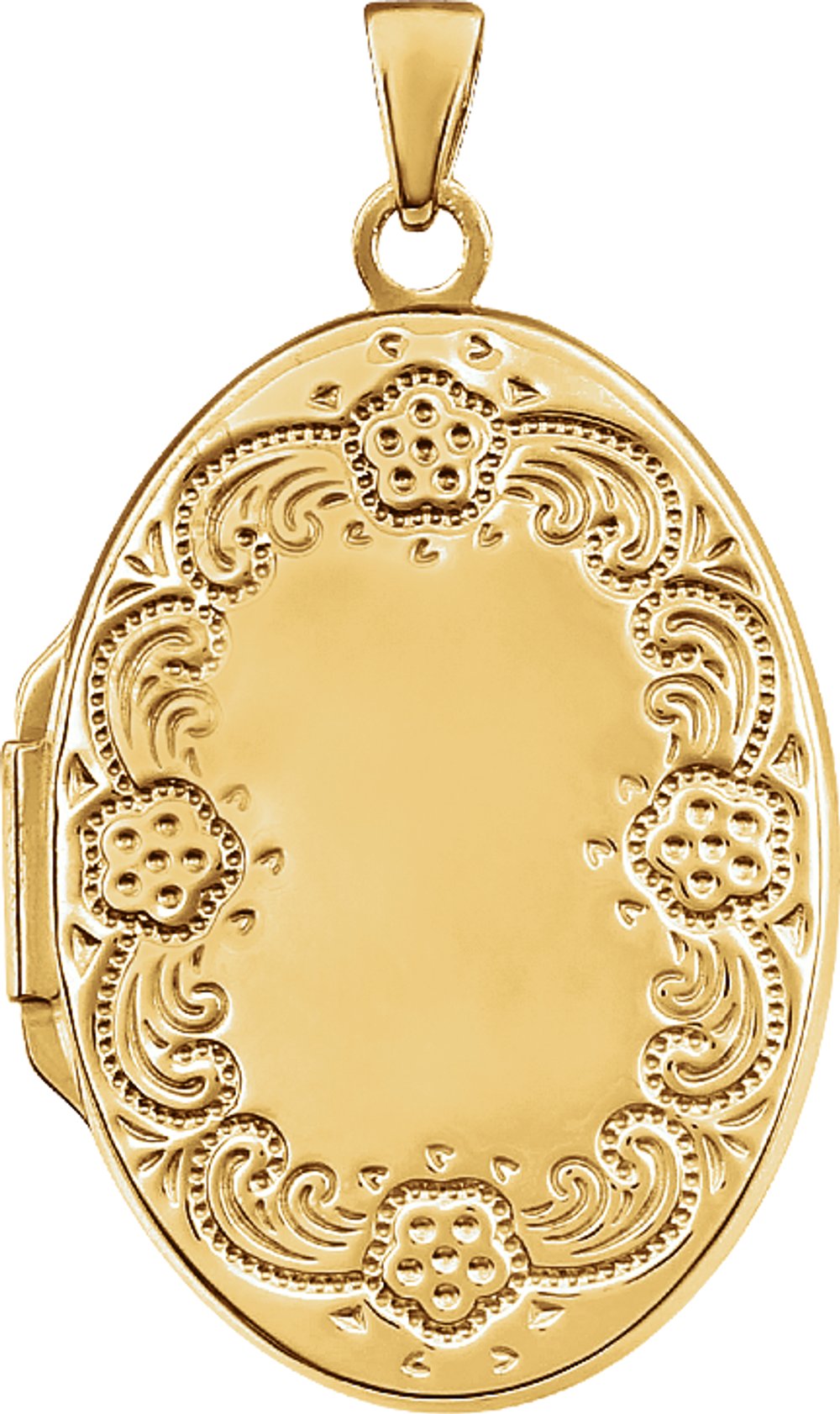 14K Yellow Gold-Plated Sterling Silver Engravable Oval Locket 