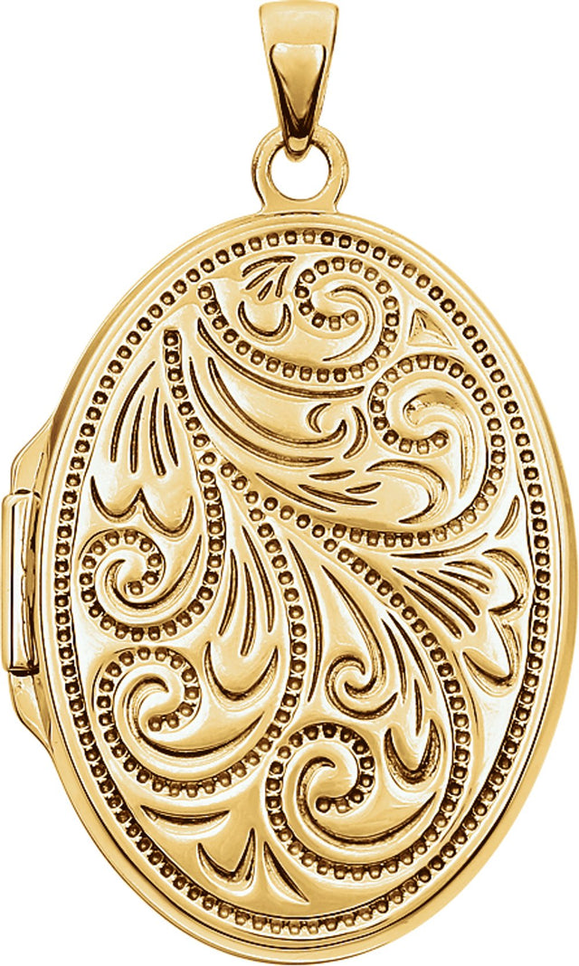 14K Yellow Gold-Plated Sterling Silver Oval Locket 