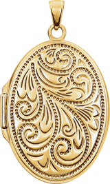 14K Yellow Gold-Plated Sterling Silver Oval Locket 