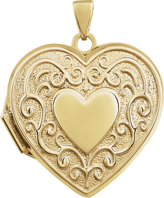 14K Yellow Engravable Heart Locket