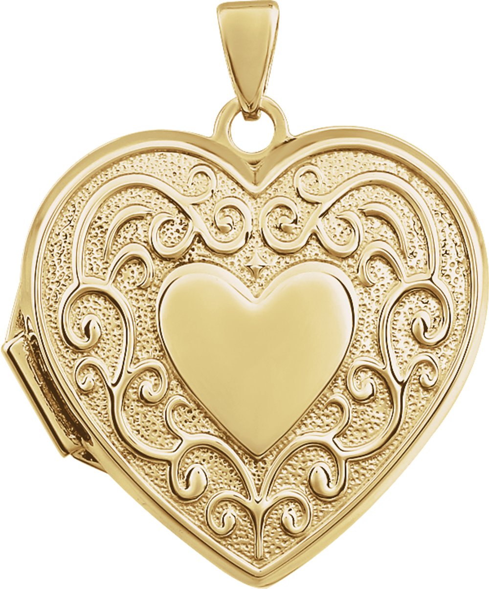14K Yellow Gold Engravable Heart Locket