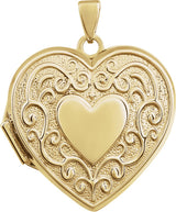 14K Yellow Gold Engravable Heart Locket
