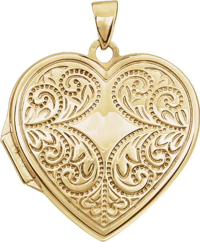 14K Yellow Engravable Heart Locket