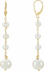 14K Yellow Gold Cultured White Freshwater Pearl Earrings