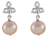 Sterling Silver Cultured Pink Freshwater Pearl Dangle Earrings