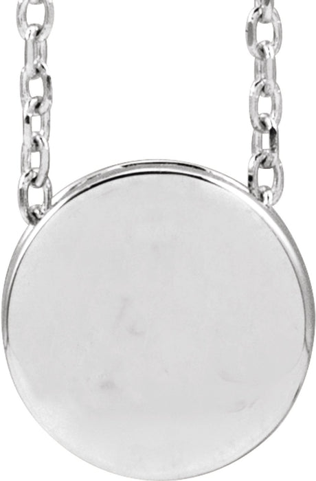 Sterling Silver Engravable Disc 16-18" Necklace 