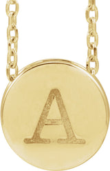14K Yellow Gold Engravable Disc 16-18" Necklace 