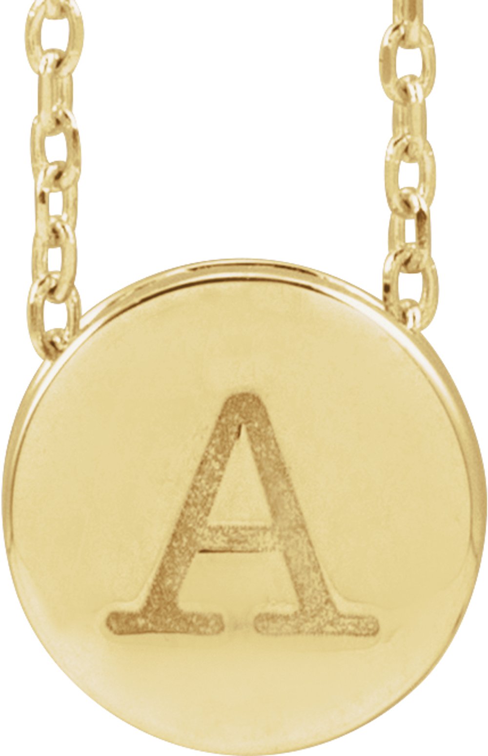 14K Yellow Gold Engravable Disc 16-18" Necklace 